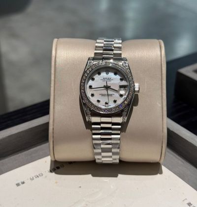 Rolex Datejust Replica with Diamond Bezel 904L Steel 31mm Imported Movement Women Silver Strap Watch